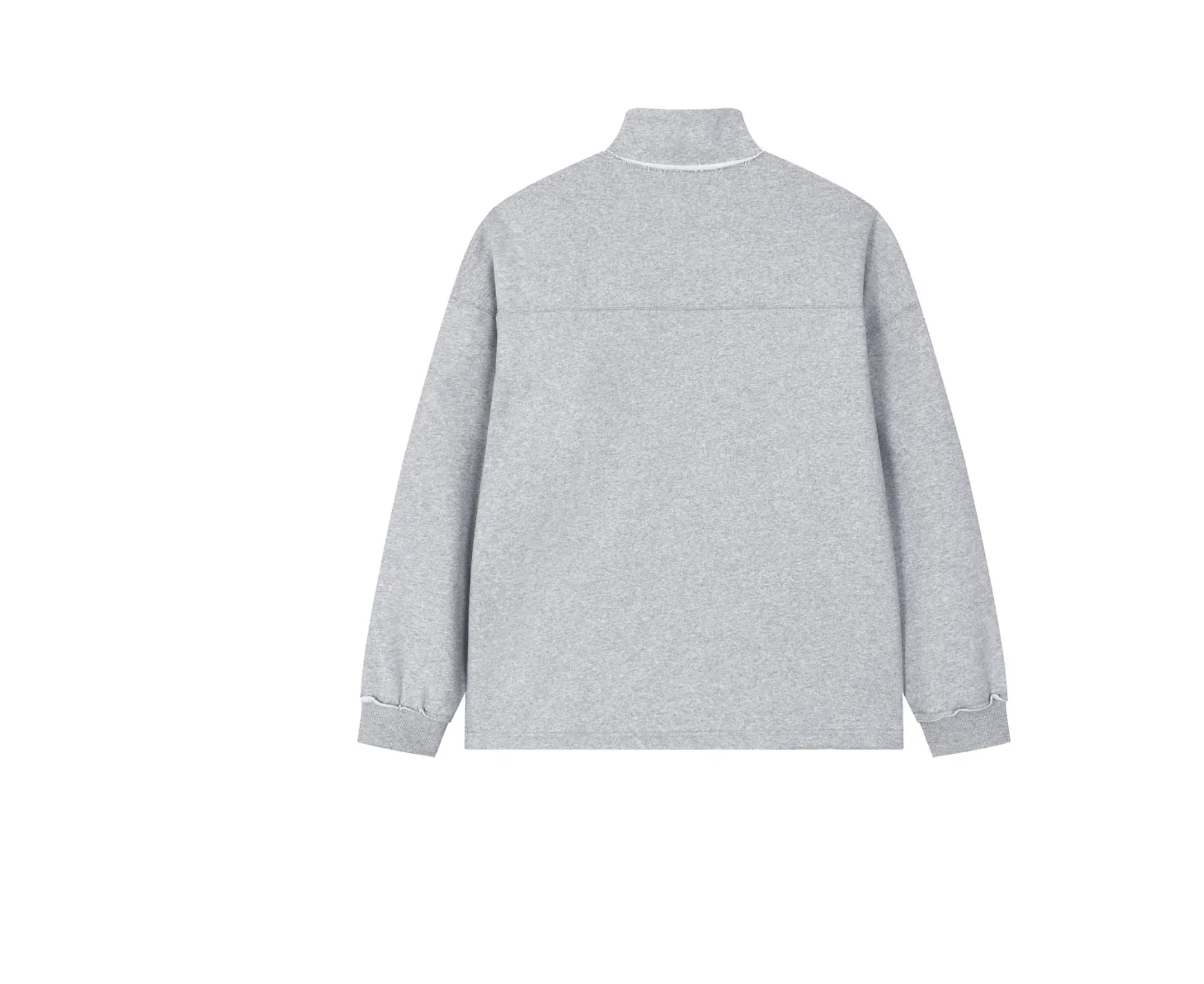 Gray long-sleeve  quarter zip on a white background