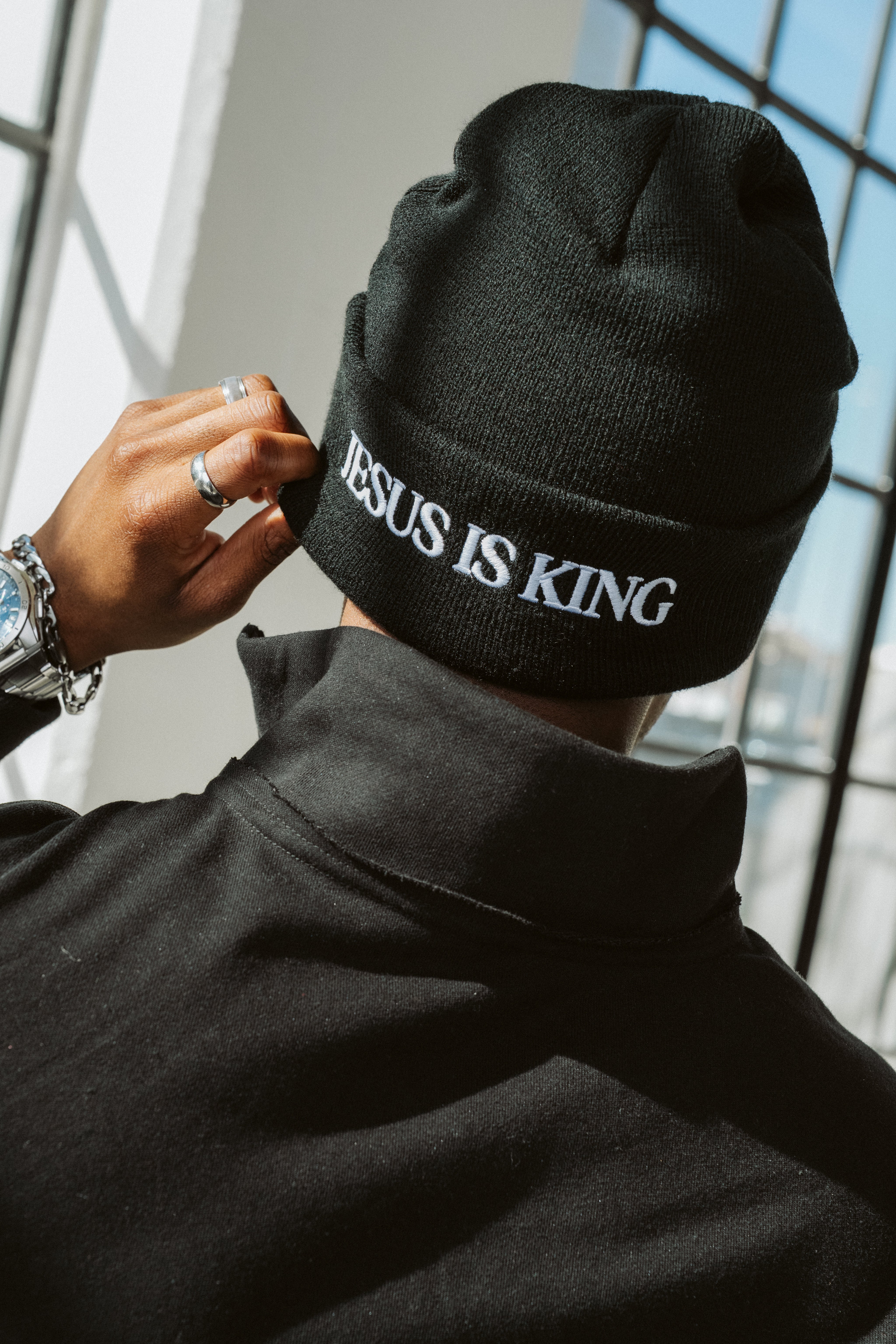 Jesus is King Embroidered Beanie